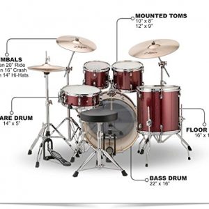 Ludwig Element Series Complete Drum Set - Red Sparkle | High-Quality Drums & Zildjian Cymbals for Beginners and Beyond - Image 2