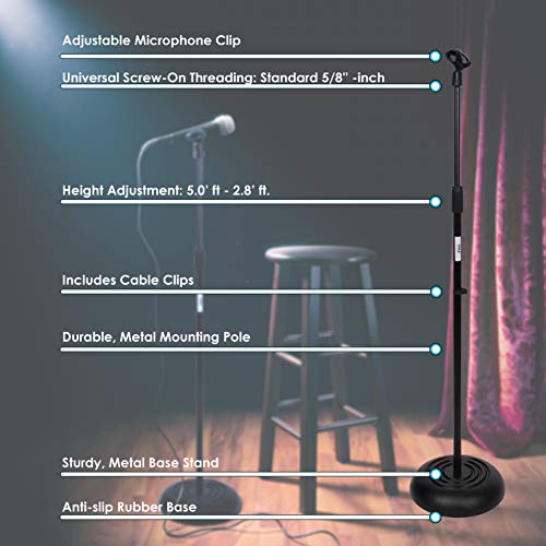 Microphone Stand - Universal Mic Mount with Heavy Compact Base