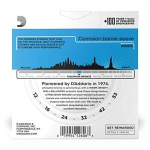 D'Addario Phosphor Bronze Acoustic Guitar Strings, Light Tension - Image 3