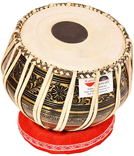 Tabla Drum Set, 2.5 Kg Black Painted Designer Brass Bayan, Beautiful Look