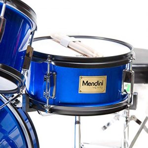 Perfect Starter Drum Set for Kids: Mendini by Cecilio 16" 5-Piece Junior Drum Kit in Metallic Blue - Image 4