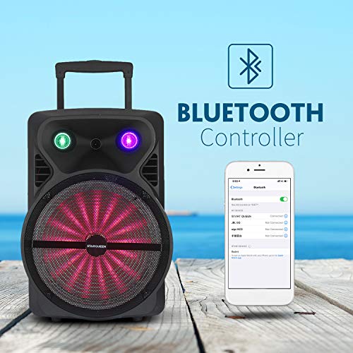 Starqueen PA Speaker System Karaoke Speaker with 15Inch Subwoofer Rechargeable