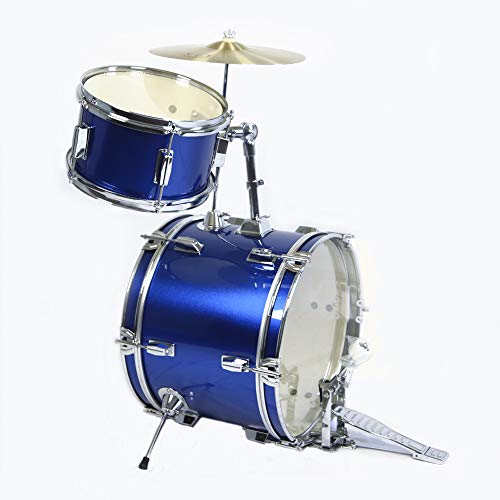 GP Percussion Complete Junior Drum Set (Blue, 3-Piece Set)