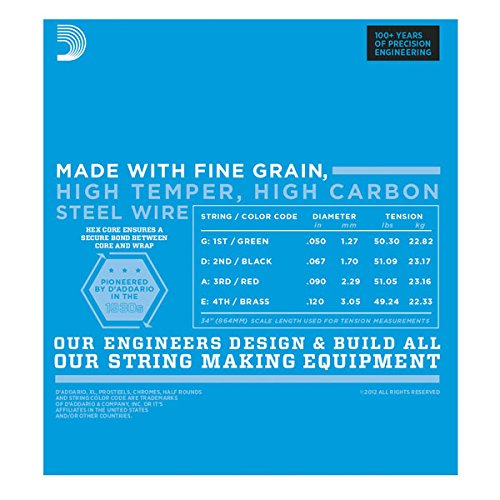 D'Addario Nickel Wound Bass Guitar Strings, Balanced Tension Medium
