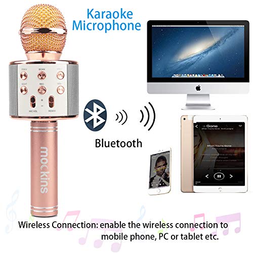 Mockins 2 Pack Rose Gold Color Wireless Bluetooth Karaoke Microphone