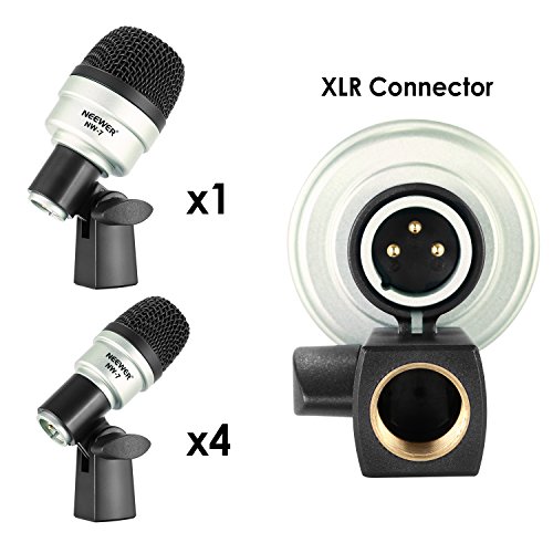 Neewer 7 Piece Wired Dynamic Drum Mic Kit - Kick Bass, Tom/Snare & Cymbals