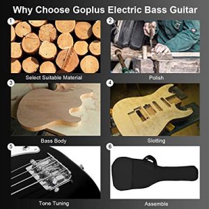 Goplus Electric Bass Guitar Full Size 4 String with Strap Guitar Bag Amp Cord - Image 4