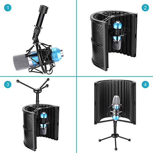 Neewer Tabletop Compact Microphone Isolation Shield with Tripod Stand