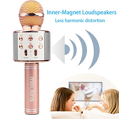 Mockins 2 Pack Rose Gold Color Wireless Bluetooth Karaoke Microphone