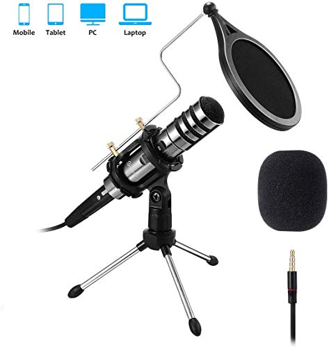 Recording Microphone, EIVOTOR 3.5mm Condenser Microphone Plug and Play