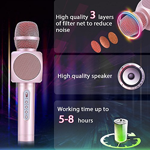 Wireless Bluetooth Karaoke Microphone, Fede 3-in-1 Portable Karaoke System