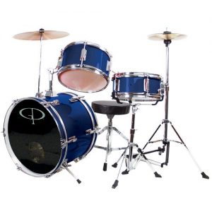 GP Percussion Complete Junior Drum Set (Blue, 3-Piece Set)