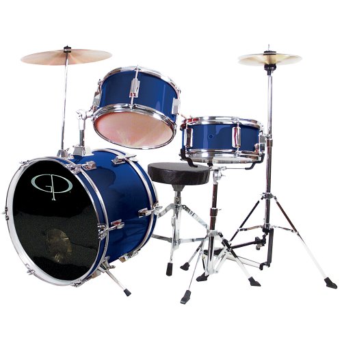 GP Percussion Complete Junior Drum Set (Blue, 3-Piece Set)