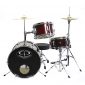 GP Percussion Complete Junior Drum Set (Wine Red, 3-Piece Set)