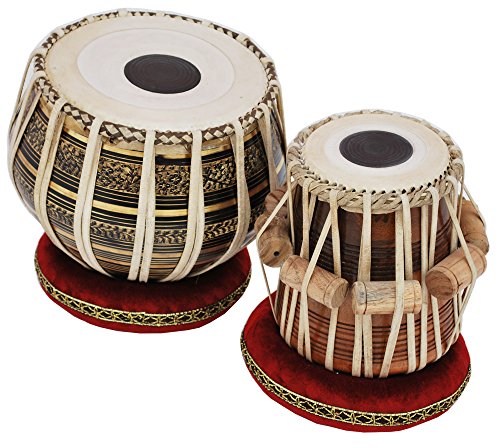 Tabla Drum Set, 2.5 Kg Black Painted Designer Brass Bayan, Beautiful Look