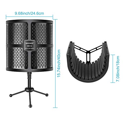 Neewer Tabletop Compact Microphone Isolation Shield with Tripod Stand