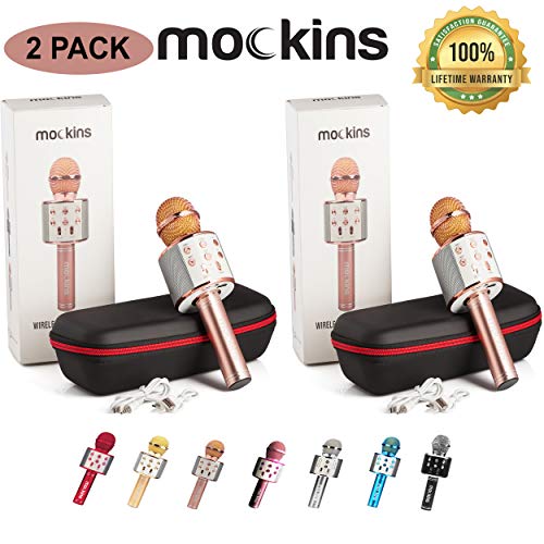 Mockins 2 Pack Rose Gold Color Wireless Bluetooth Karaoke Microphone