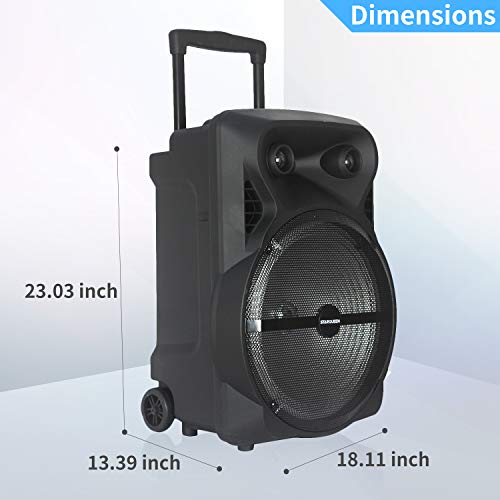 Starqueen PA Speaker System Karaoke Speaker with 15Inch Subwoofer Rechargeable