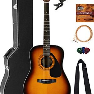 Yamaha Dreadnought Acoustic Guitar - Tobacco Sunburst Bundle with Hard Case
