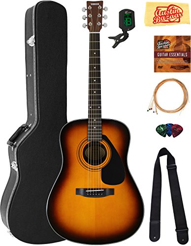 Yamaha Dreadnought Acoustic Guitar - Tobacco Sunburst Bundle with Hard Case