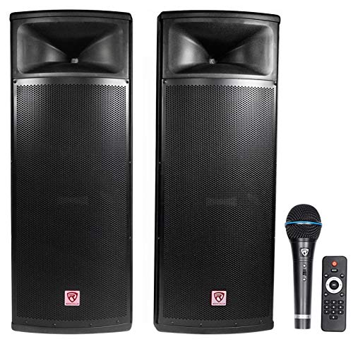 Rockville Pair Dual 15" 2000w Powered DJ Speaker System w/Bluetooth+Mic