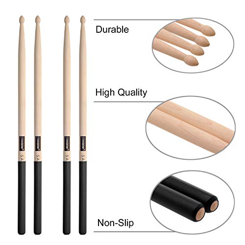 Premium 5A Maple Drum Sticks for Clear Cymbal Ring - Set of 4