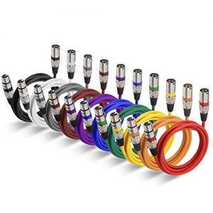 6 Ft XLR Cable 10-Pack, 6ft Short XLR Microphone Mic Patch Cable Multi-Colored