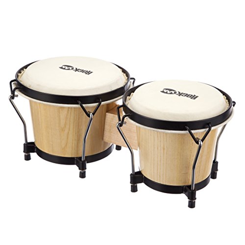 🎶 RockJam 7" & 8" Bongo Drum Set – Authentic Skin Heads, Chrome Hardware, Padded Bag & Tuning Key 🥁