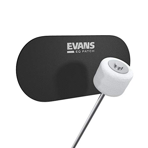 Alt Text for Main Image: Evans Double Pedal Black Nylon Bass Drum Patch - Protects bass drum head, enhances attack, and preserves sustain. Made in the USA. ??