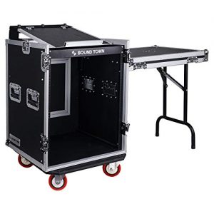 Sound Town 14U PA DJ Rack/Road ATA Case with 11U Slant Mixer Top
