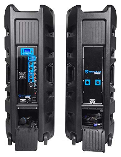Rockville Pair Dual 15" 2000w Powered DJ Speaker System w/Bluetooth+Mic