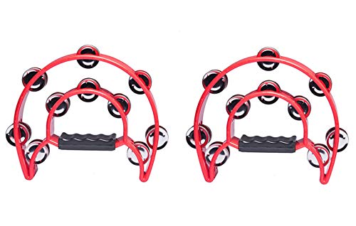 Half Moon Handheld Tambourine - Double Row 20 Pairs Jingles Musical Percussion