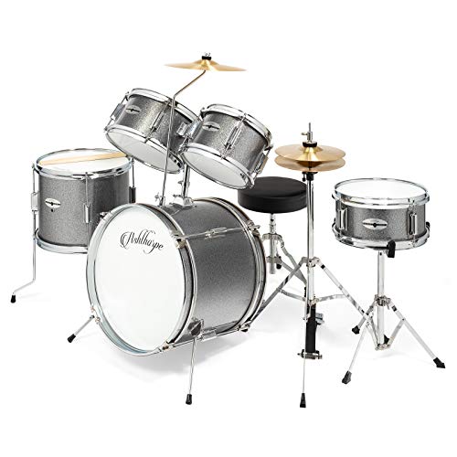 5-Piece Complete Kid's Junior Drum Set with Genuine Brass Cymbals