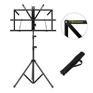 ENNBOM Music Stand Portable Folding Sheet Music Stand Adjustable Music Sheet Clip Professional Music Holder with Carry Bag