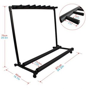 YMC Folding Multiple Guitar Stand – Holds 7 Guitars, Includes Picks, String Winder, and Accessories for Acoustic, Electric, and Bass Guitars - Image 6