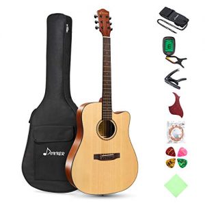 Cutaway Guitar Bundle with Gig Bag Tuner Capo Picks Strap String