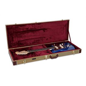 Crossrock Deluxe Hardshell Wooden Case for Jazzmaster/Jaguar Style Electric Guitars - Vintage Tweed Exterior, Gold Latches, and Plush Interior Lining. ?