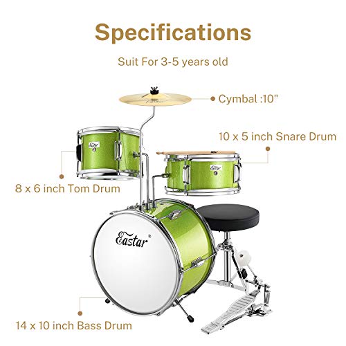3-Piece Kids/Junior Drum Set with Throne