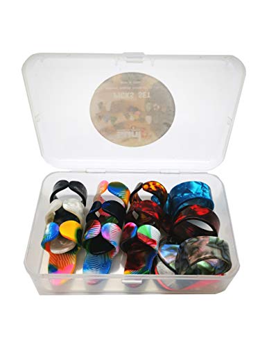 Celluloid Guitar Finger Picks Set with Case and Bonus Guitar Picks
