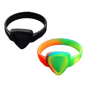 JinQu 2-Pack Guitar Pick Holder Silicone Wristband (Black+Color)