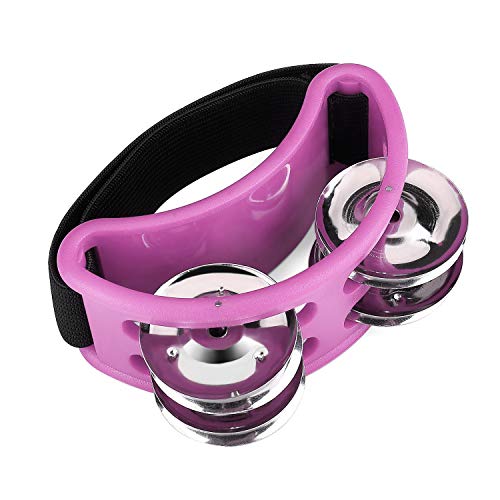 Flexzion Foot Tambourine Percussion with Double Row Steel Jingles
