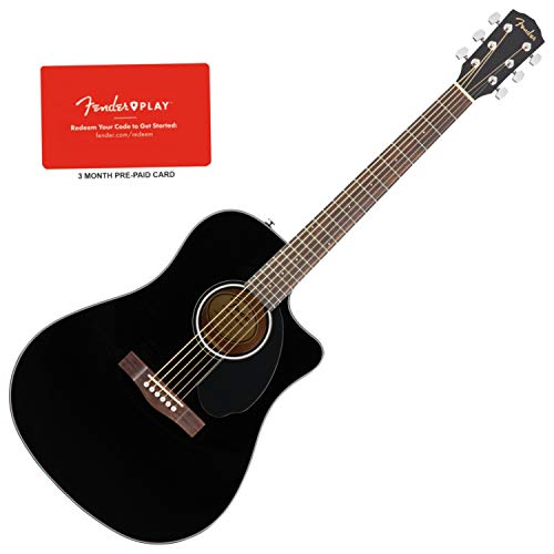 Dreadnought Solid Top Black Acoustic-Electric Guitar