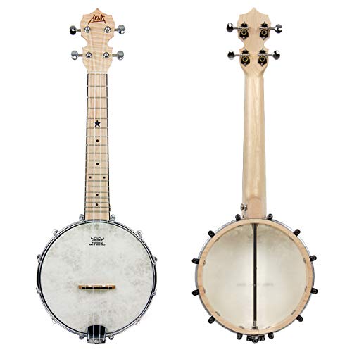 Banjo Ukulele Concert 23 inch Remo Drumhead Open Back Maple