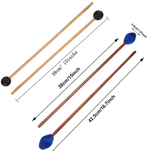 Yarn Head Marimba Mallets and 1 Pair Rubber Mallets Sticks