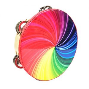 Bestmemories Percussion Instrument 8 Inch Double Row Colorful Tambourine Rainbow Tambourine Hand Drums Stage Props for Students Children Kids Playing