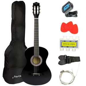 Martin Smith 38 Inch Acoustic Guitar, Black, With Case, Pick, Tuner, Strap, Extra Strings and 2 months of Lessons