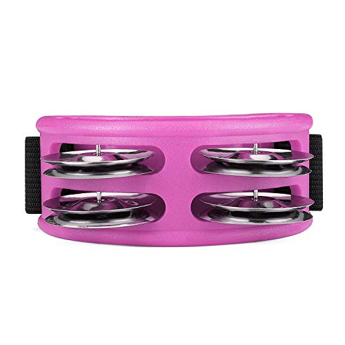 Flexzion Foot Tambourine Percussion with Double Row Steel Jingles