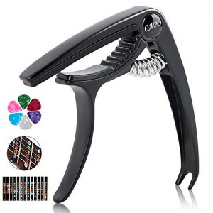 EFIMERO Guitar Capo for Acoustic and Electric Guitar, No Buzz, Comfortable for Guitar, Easy for you, Premium Ukulele Capo Suit for Mandolin, Banjo and Bass, with Guitar Fretboard Sticker and 6 Picks