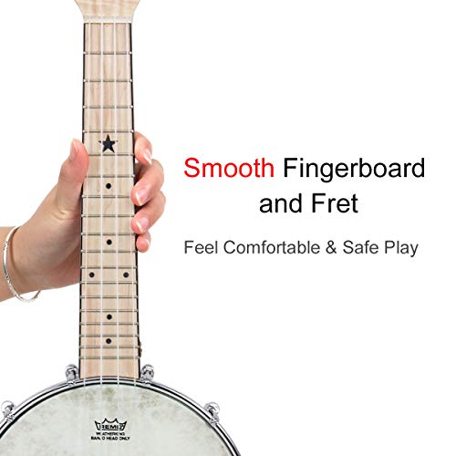 Banjo Ukulele Concert 23 inch Remo Drumhead Open Back Maple