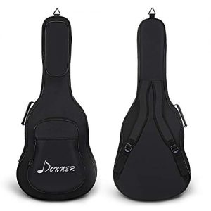 Donner 41 Inch Acoustic Guitar Gig Bag 0.5in Padding Sponge 600D Thick Ripstop Waterproof Nylon Soft Guitar Carry Case for Home Storage Travel 3 Pockets Dual Adjustable Straps Black